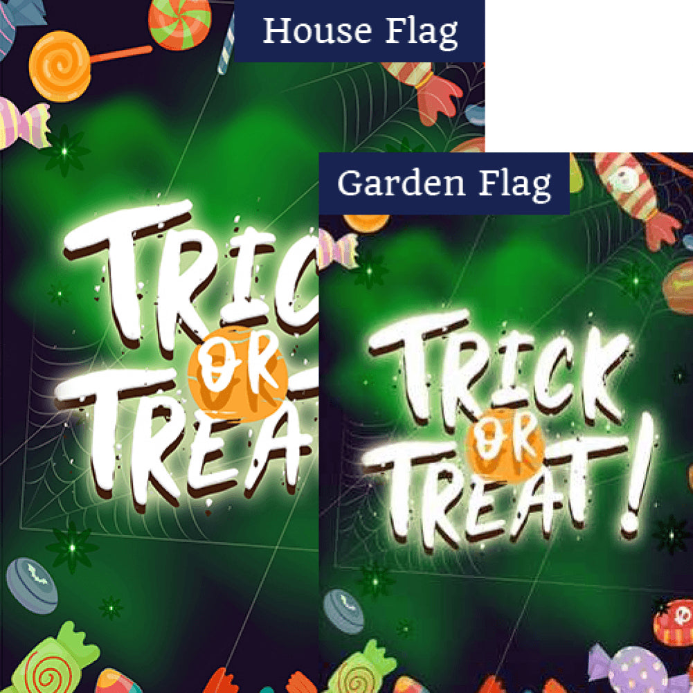 Trick Or Treat Candy Double Sided Flags Set (2 Pieces)