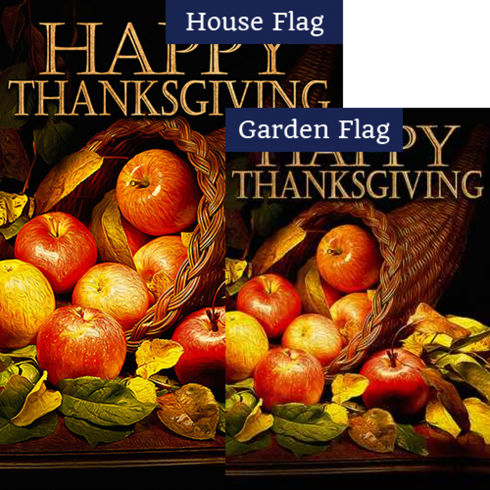 Thanksgiving Pie Fruit Double Sided Flags Set (2 Pieces)