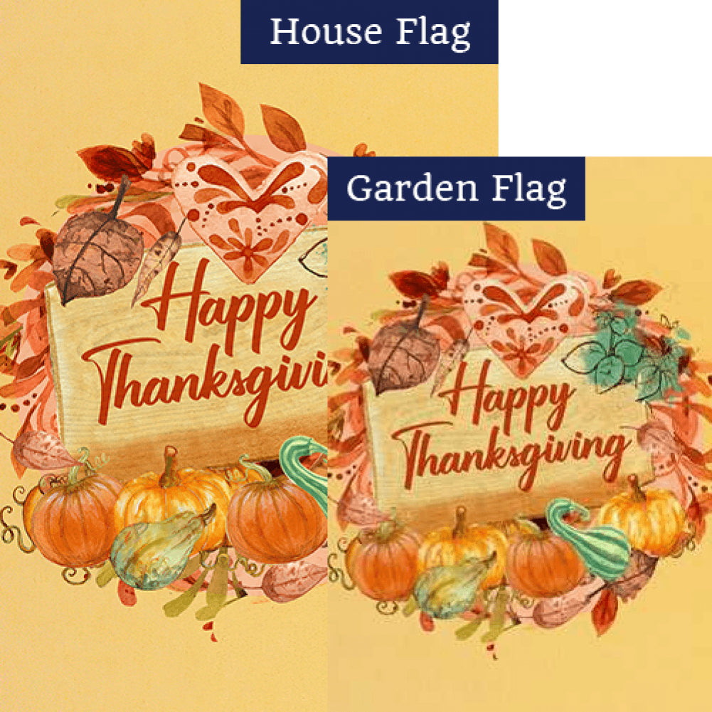 Thanksgiving Love & Gourds Flags Set (2 Pieces)