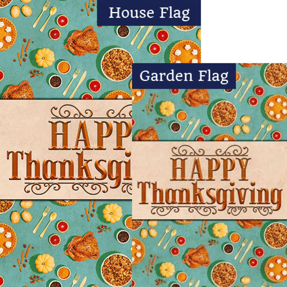 Thanksgiving Foods Double Sided Flags Set (2 Pieces)