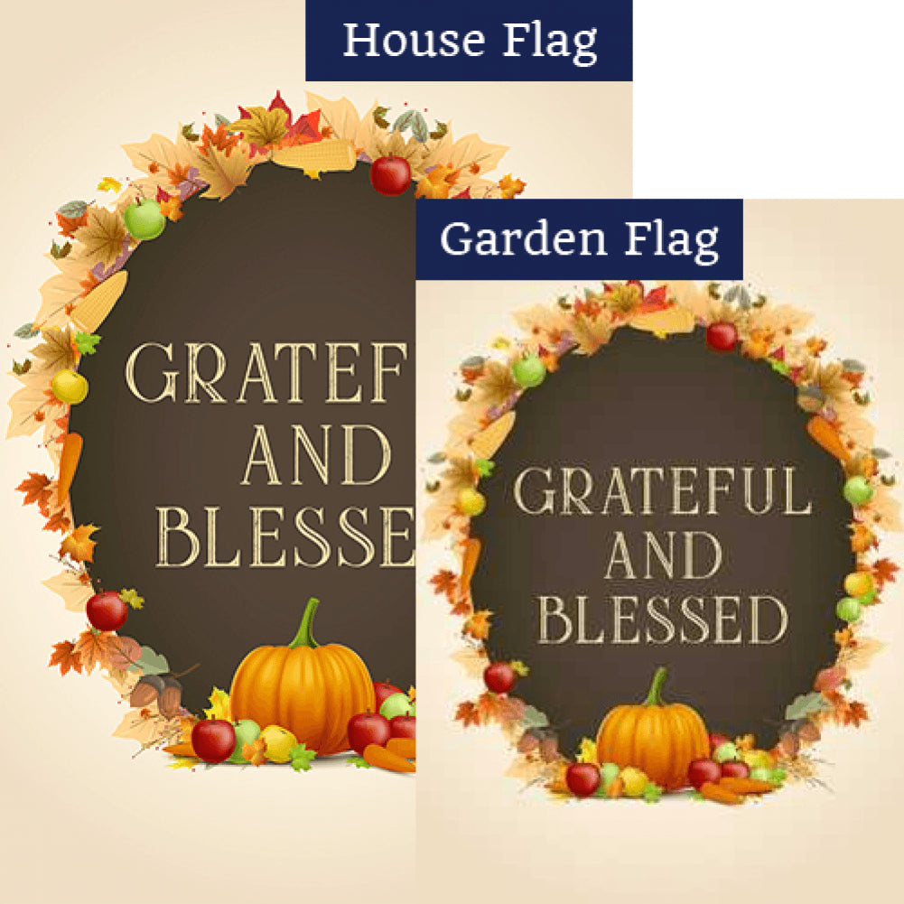 Grateful And Blessed Double Sided Flags Set (2 Pieces)