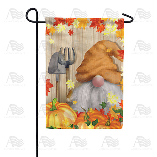 Gnome's Pumpkin Harvest Double Sided Garden Flag