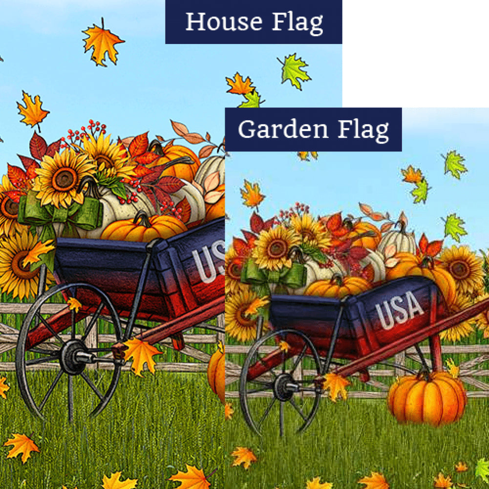 Patriotic Fall Wheelbarrow Flags Set (2 Pieces)