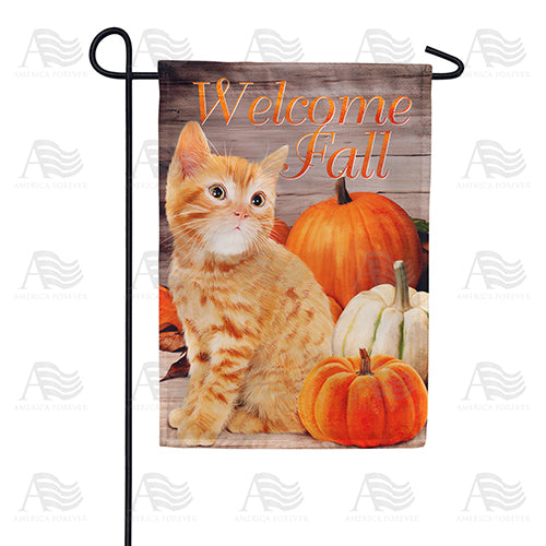 Fall Orange Tabby Double Sided Garden Flag