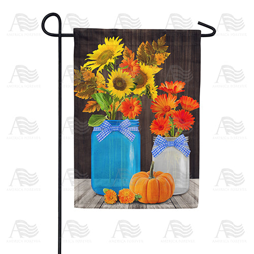Fall Flowers In Canning Jars Double Sided Garden Flag
