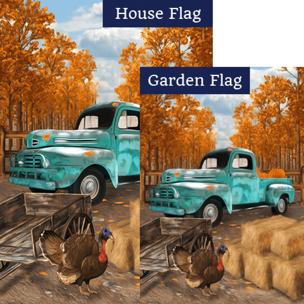 Old Pick Up Truck Double Sided Flags Set (2 Pieces)