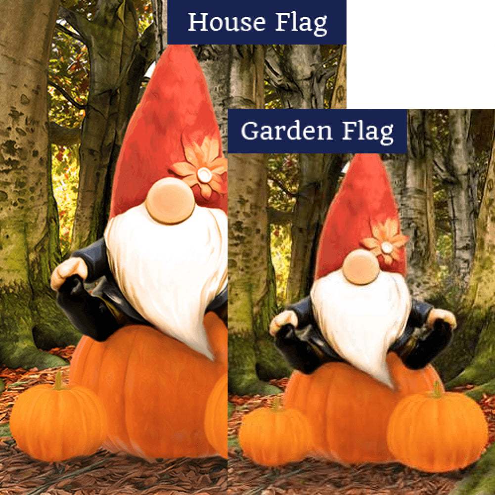 Pumpkin Fun Gnome Double Sided Flags Set (2 Pieces)