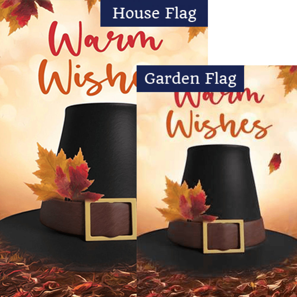 Pilgrim Hat In Leaves Double Sided Flags Set (2 Pieces)