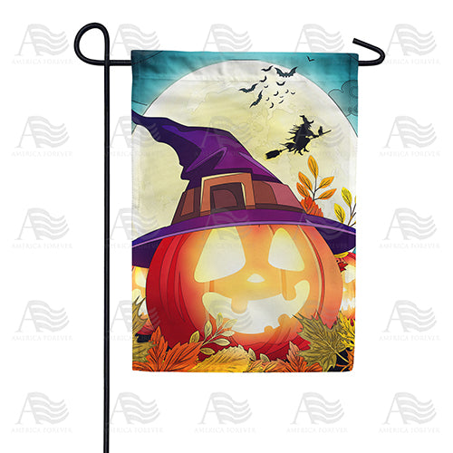 Pumpkin Moon Glow Double Sided Garden Flag