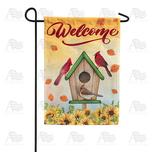 Fall Cardinal Family Double Sided Garden Flag