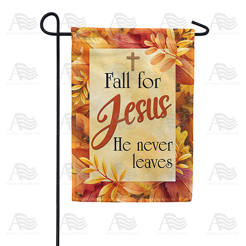 Fall For Jesus Leaf Border Double Sided Garden Flag