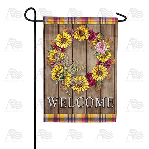 Fall Welcome Wreath Double Sided Garden Flag