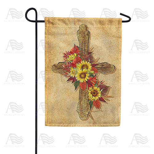 Wooden Fall Cross Double Sided Garden Flag