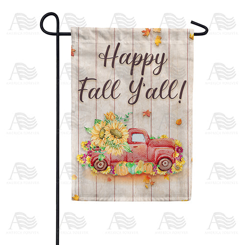 Fall Y'all Red Truck Double Sided Garden Flag