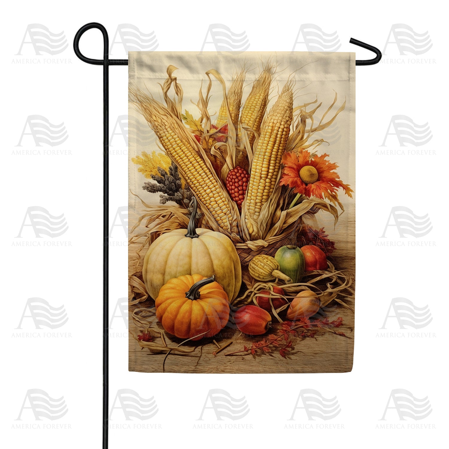 Fall Gourds And Corn Double Sided Garden Flag