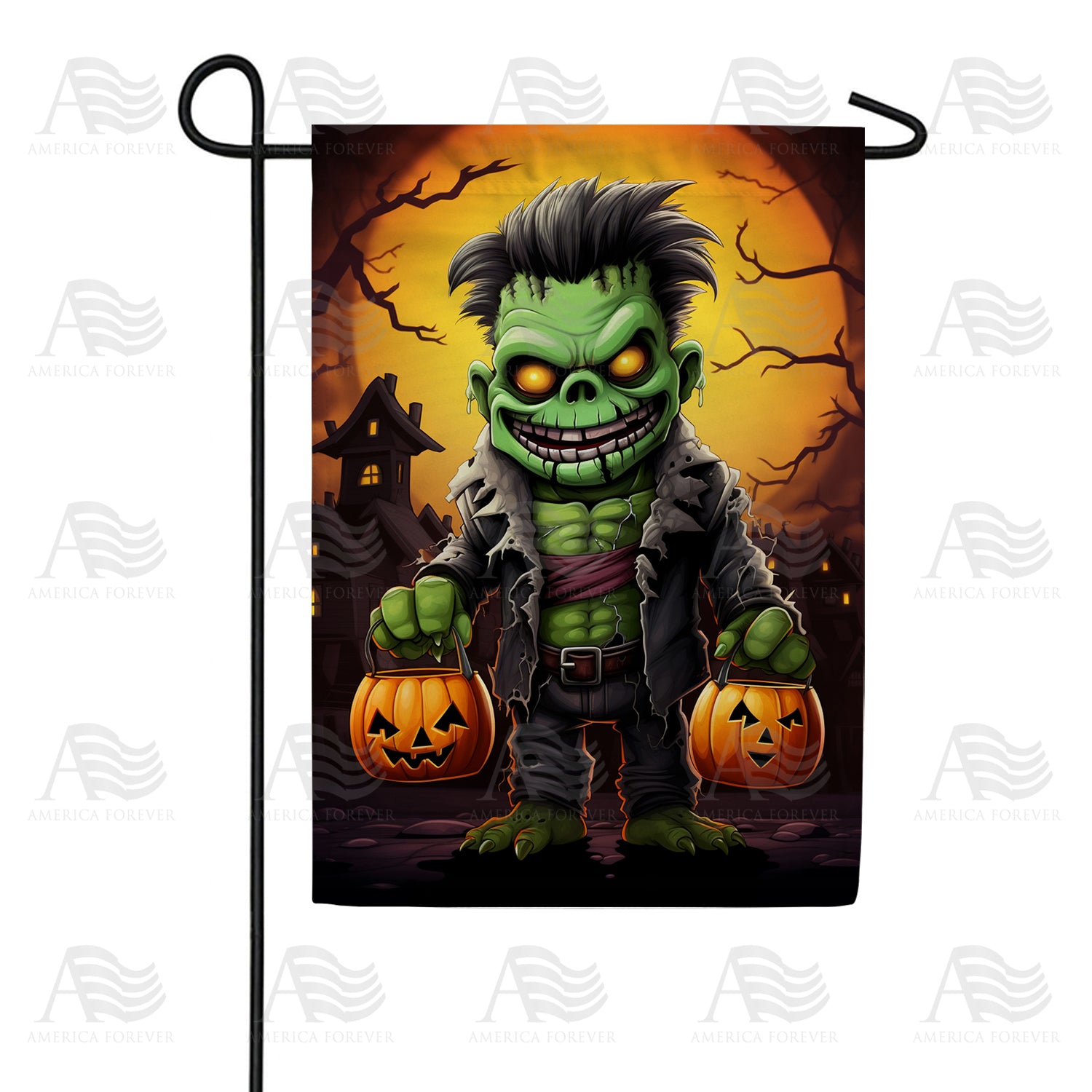 Little Frankie Goes Trick Or Treating Double Sided Garden Flag