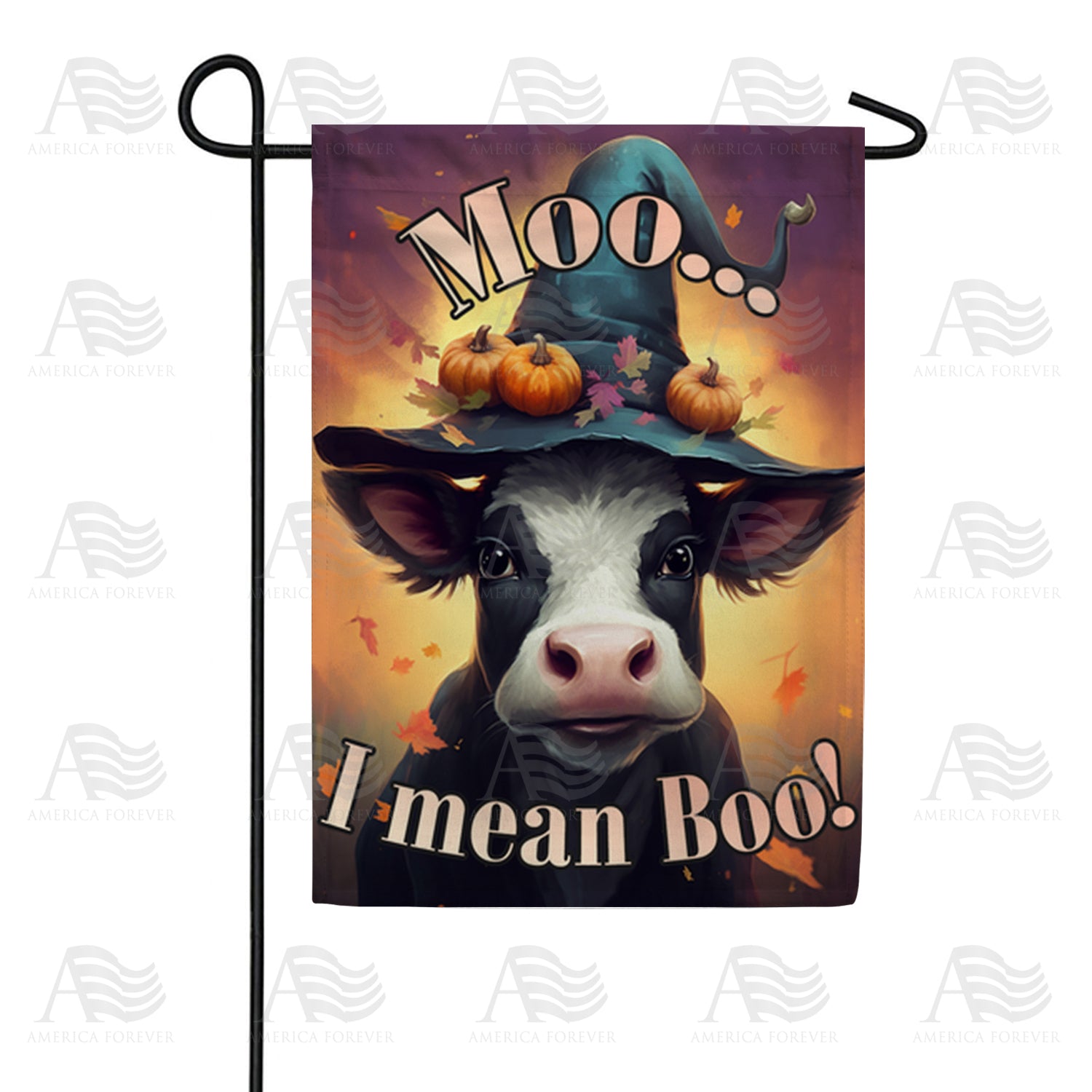 Moo... I Mean Boo! Double Sided Garden Flag