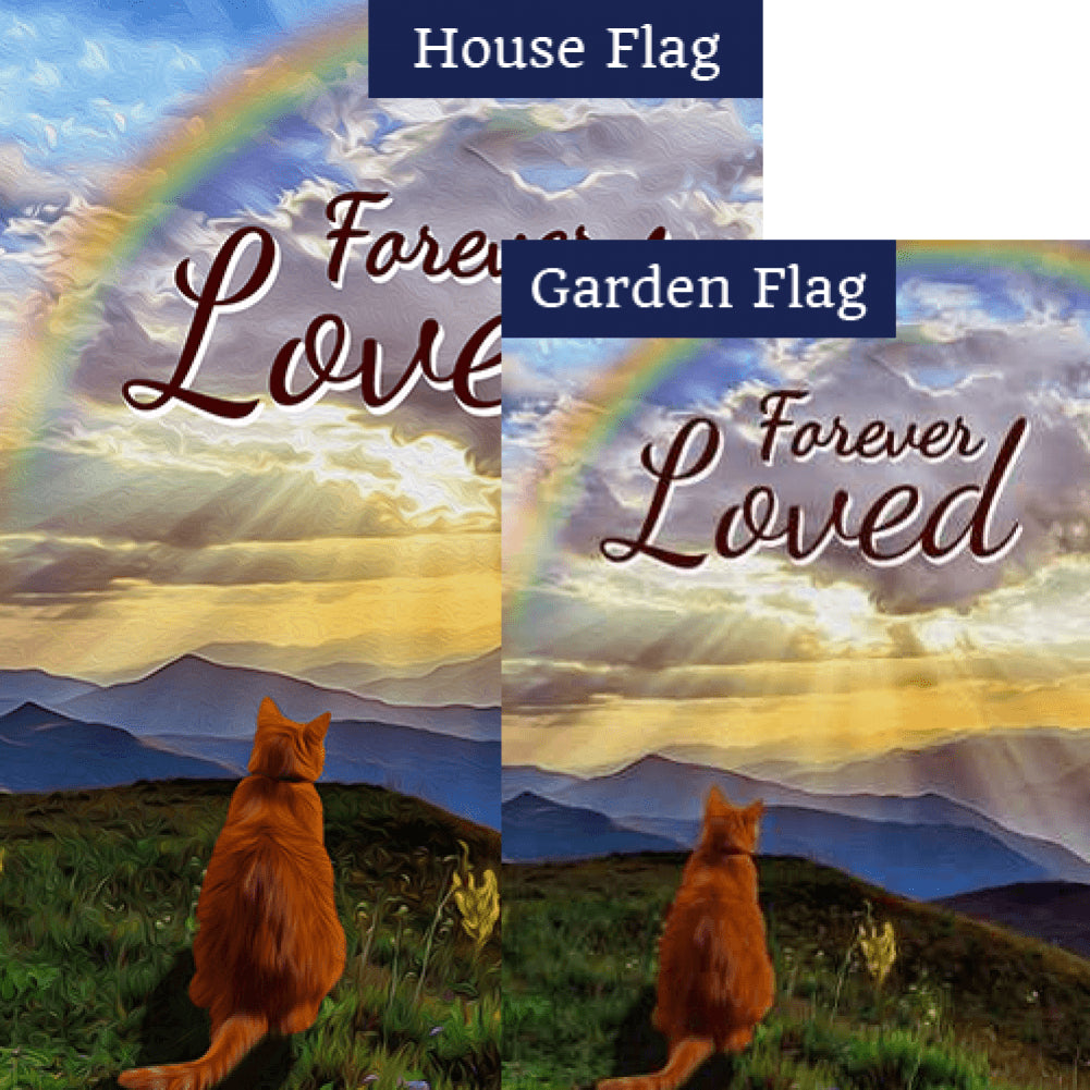 Cat Crossed Over Rainbow Bridge Flags Set (2 Pieces)