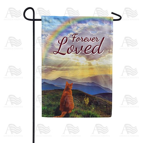 Cat Crossed Over Rainbow Bridge Double Sided Garden Flag