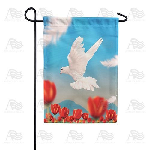 On The Wings Of A Snow White Dove Double Sided Garden Flag