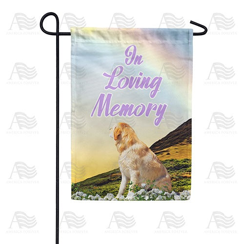 Dog Crossed Over Rainbow Bridge Double Sided Garden Flag