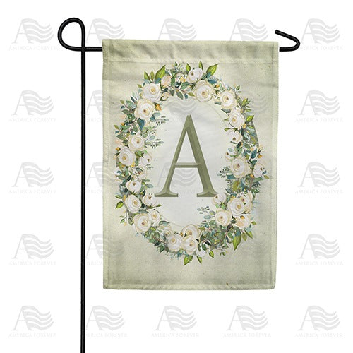 Sage Floral Monogram Garden Flag