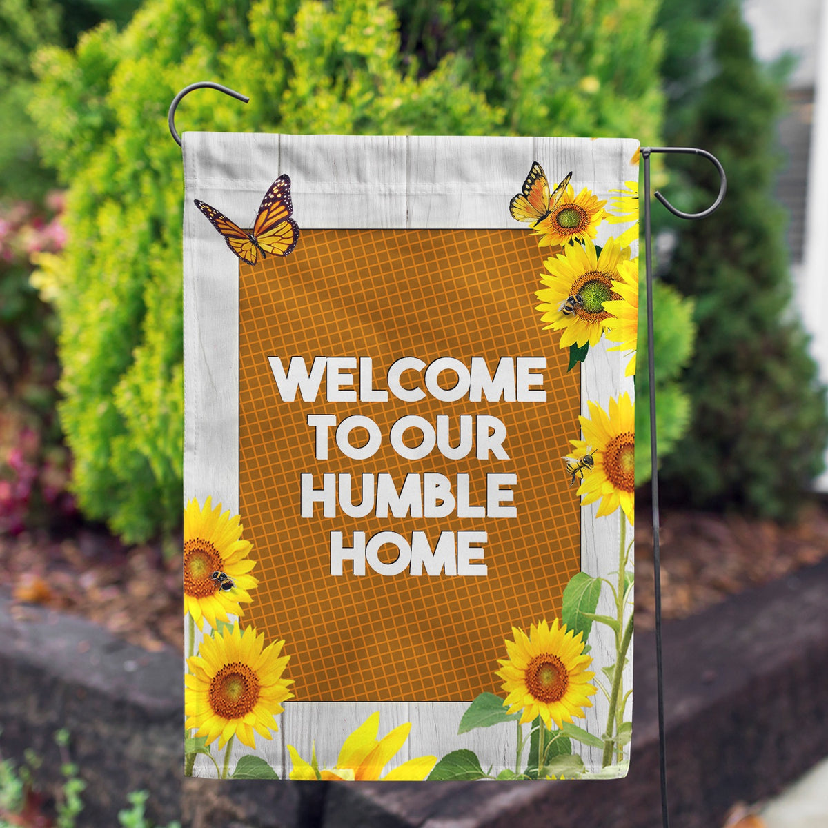Personalized Country Sunflowers Message Garden Flag
