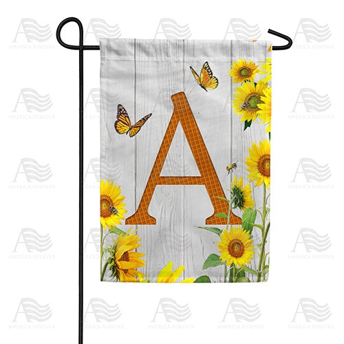 Country Sunflowers Monogram Double Sided Garden Flag