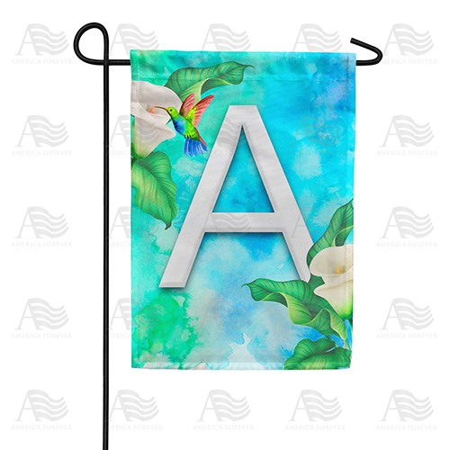 Hummingbird At Lily Monogram Double Sided Garden Flag