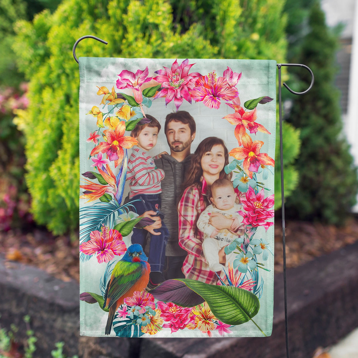 Personalized Island Flowers Garden Flag