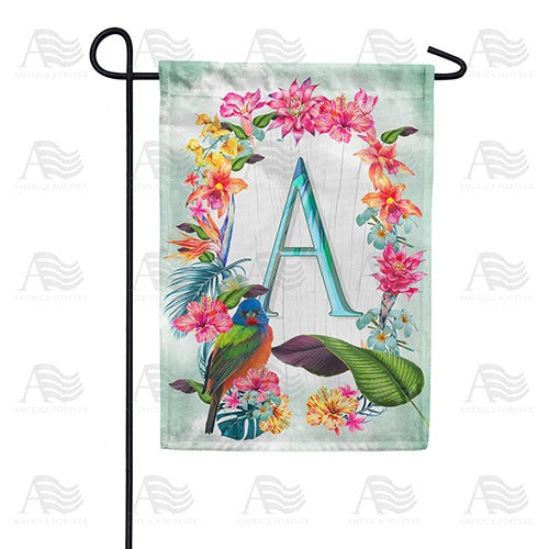 Island Flowers Monogram Double Sided Garden Flag