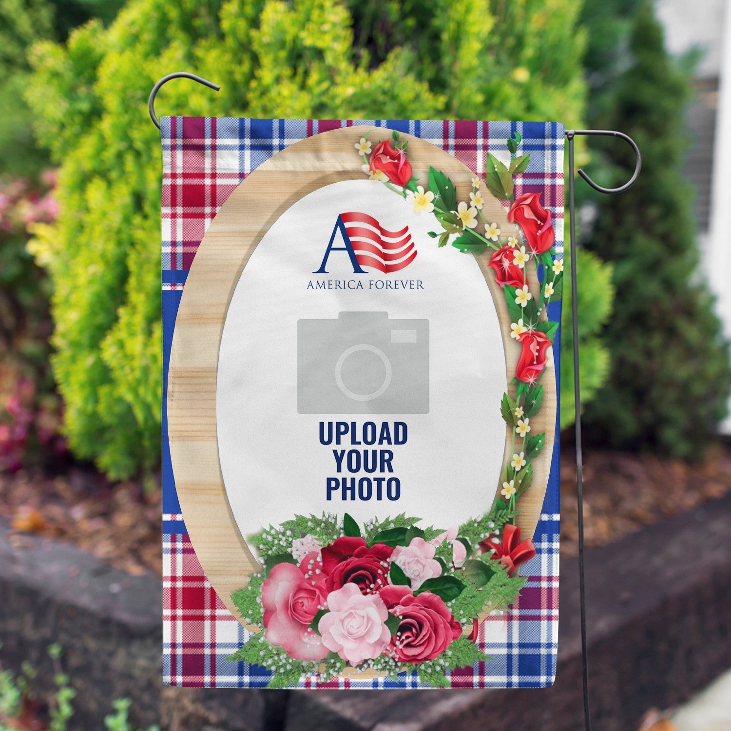 Personalized Roses On Wood Frame Garden Flag