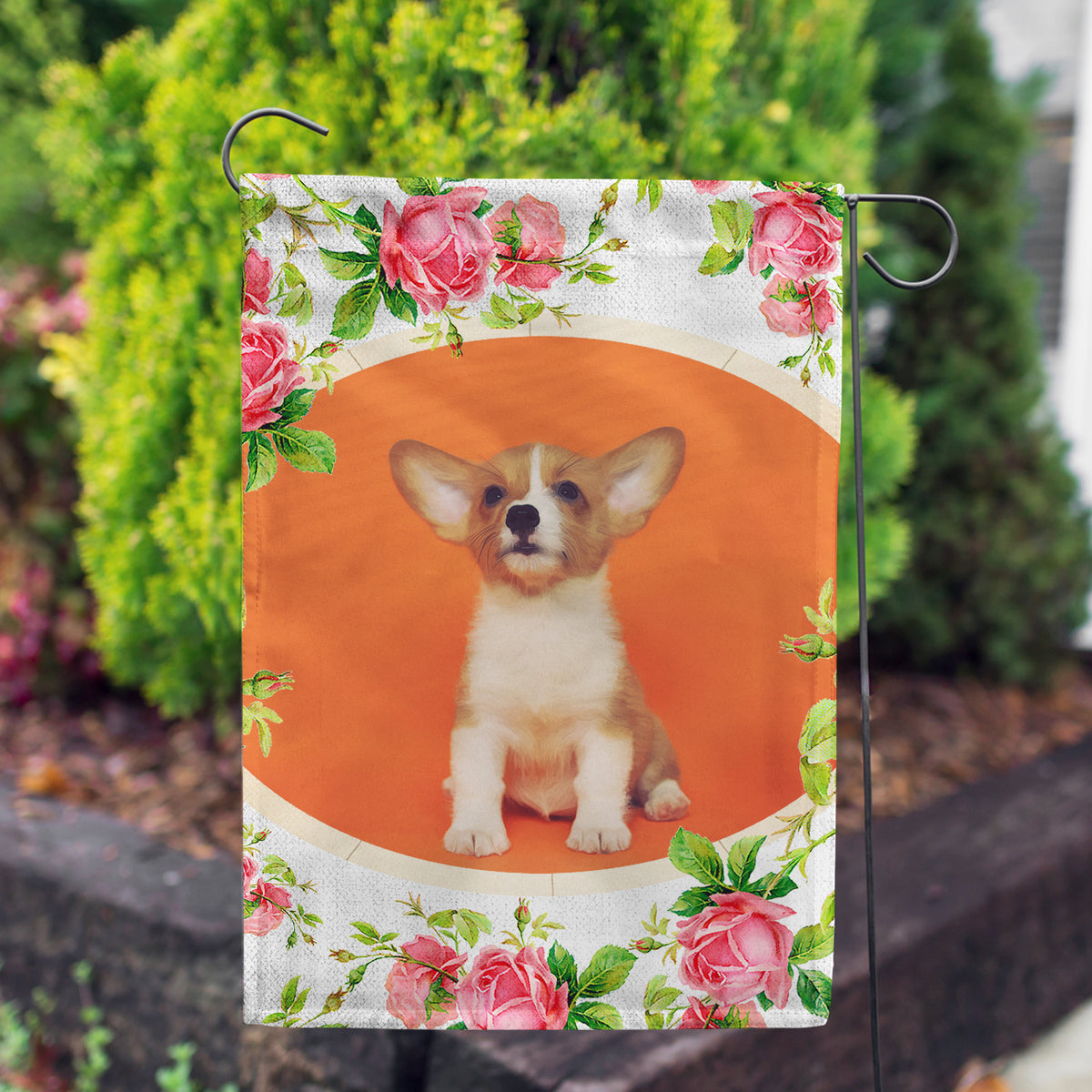 Personalized Country Roses Garden Flag