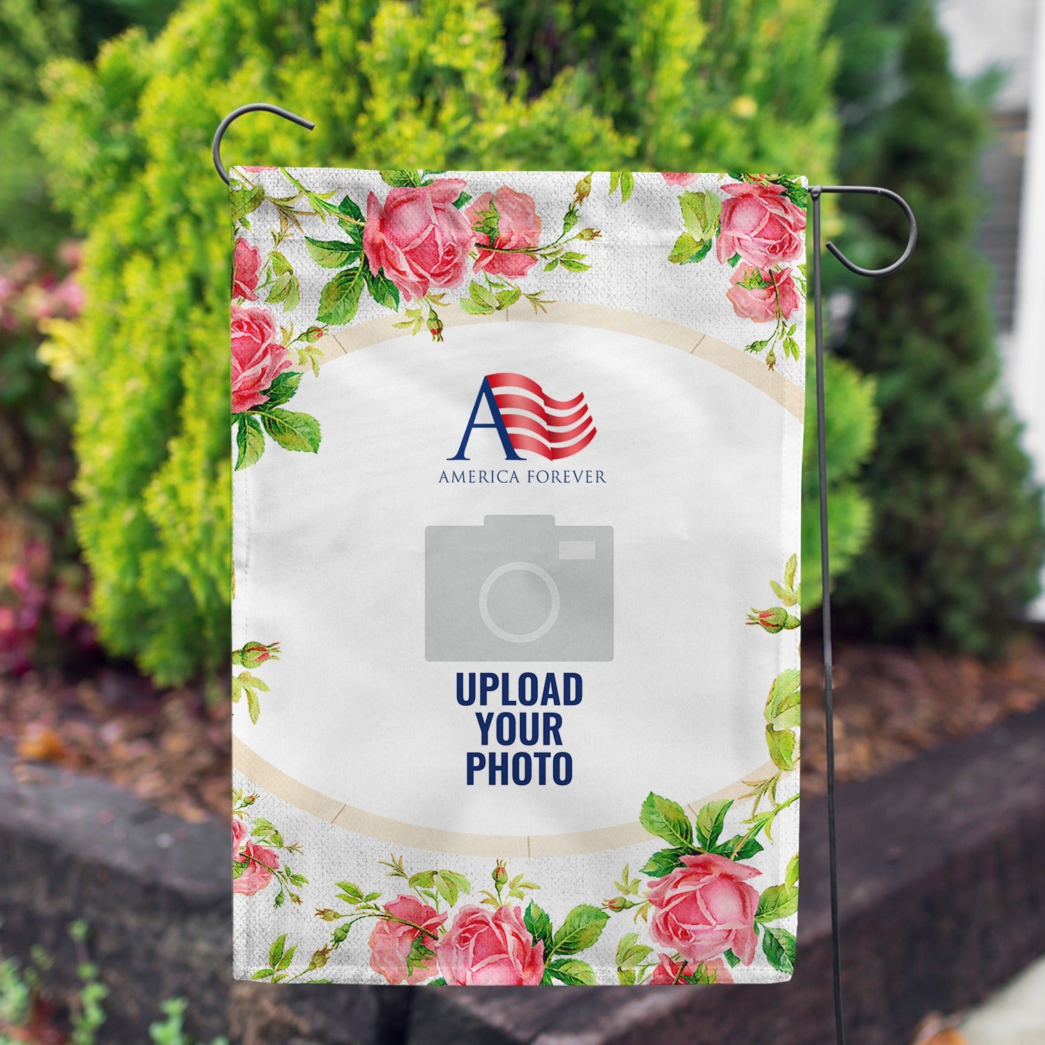 Personalized Country Roses Garden Flag