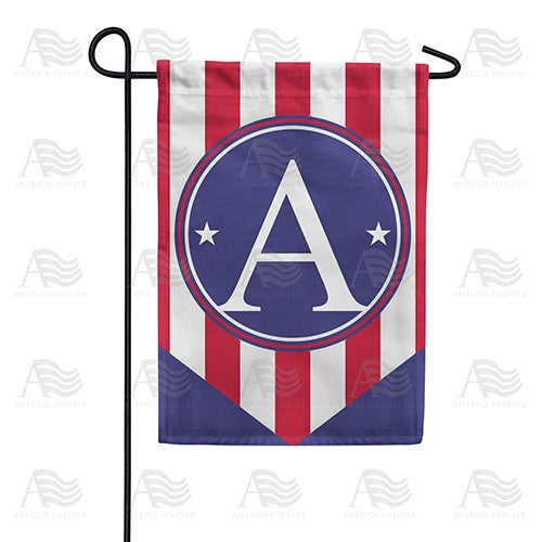 Red, White And Blue Emblem Monogram Double Sided Garden Flag