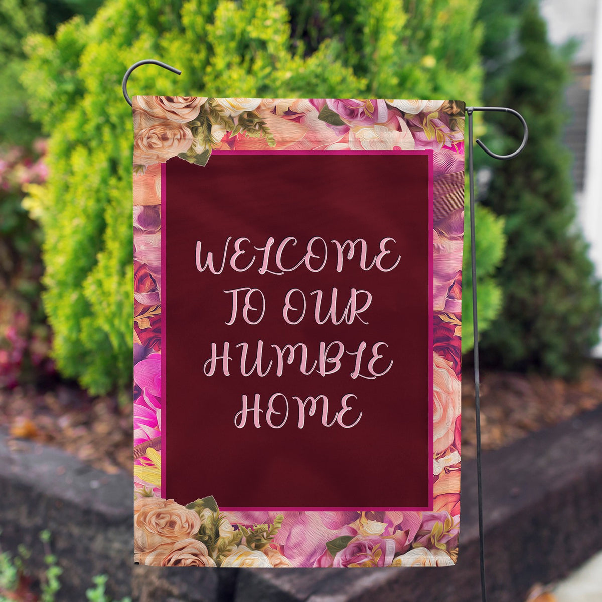 Personalized Rosie Pink Message Garden Flag