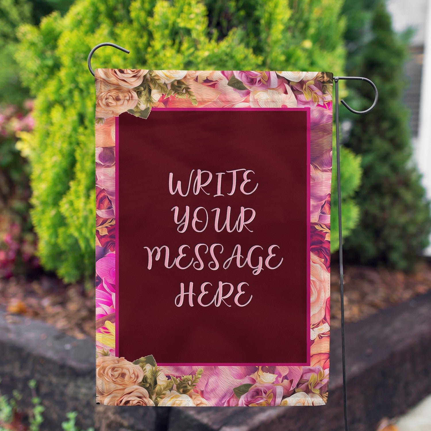 Personalized Rosie Pink Message Garden Flag