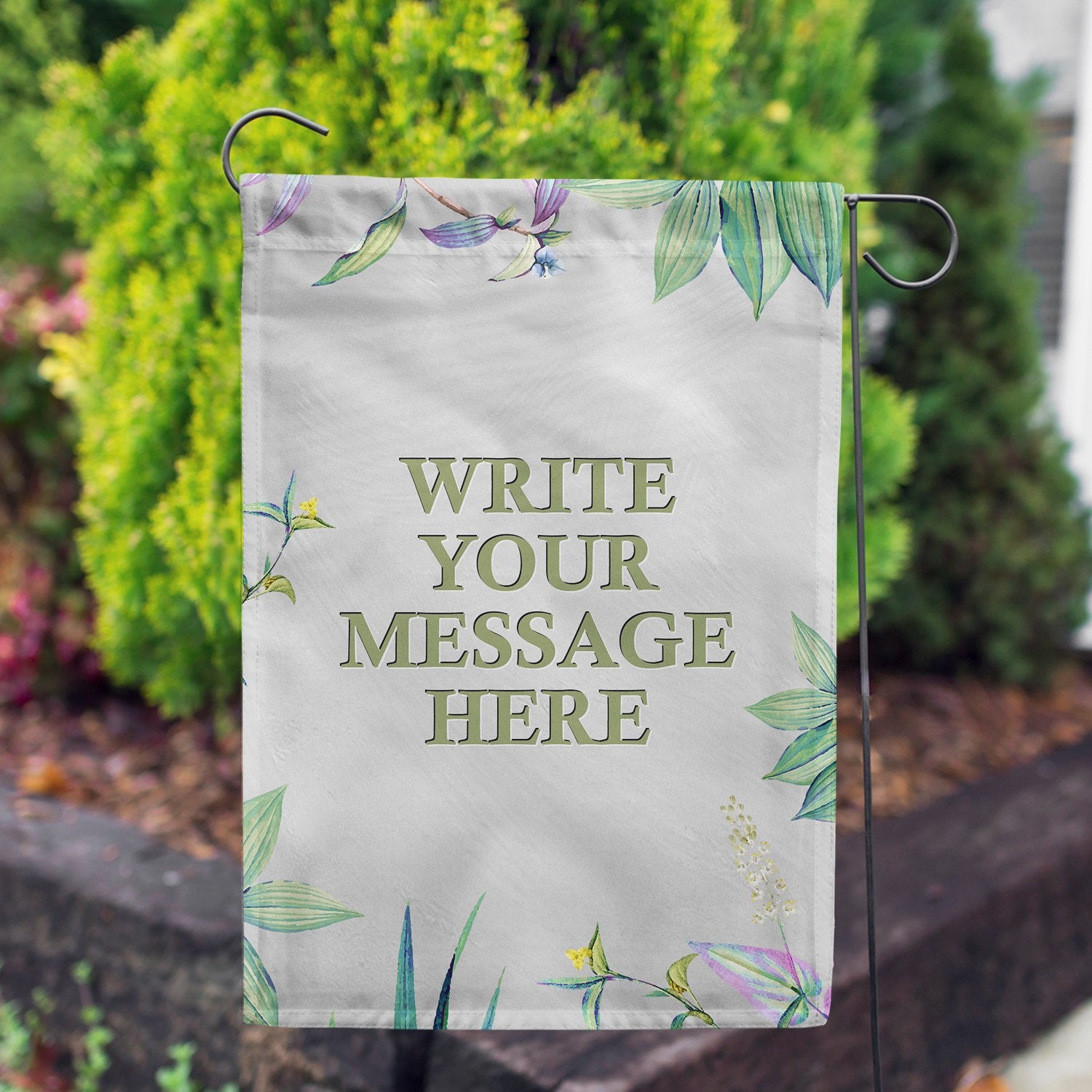 Personalized Simply Leaves Message Garden Flag
