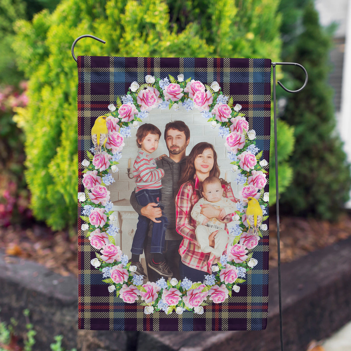 Personalized Burst Of Pink Garden Flag