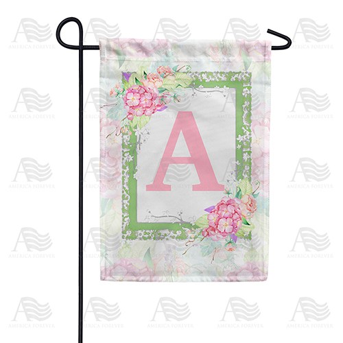 Watercolor Hydrangeas Monogram Double Sided Garden Flag