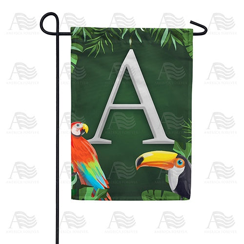 Tropical Birds Monogram Double Sided Garden Flag