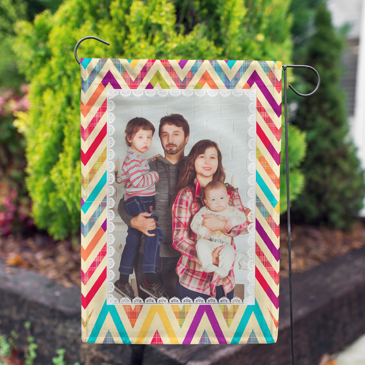 Personalized Multi Color Chevron Garden Flag