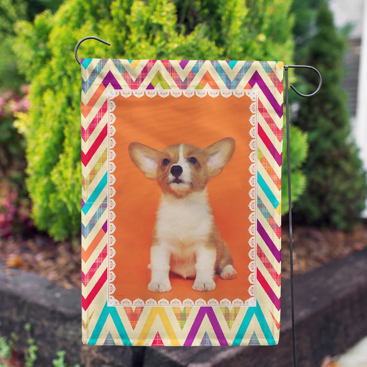 Personalized Multi Color Chevron Garden Flag