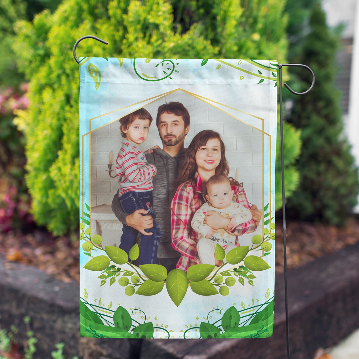 Personalized Rose Greenery Garden Flag
