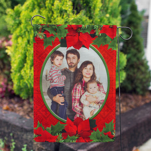 Personalized Red Poinsettia Garden Flag