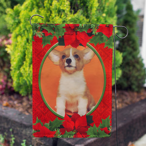 Personalized Red Poinsettia Garden Flag