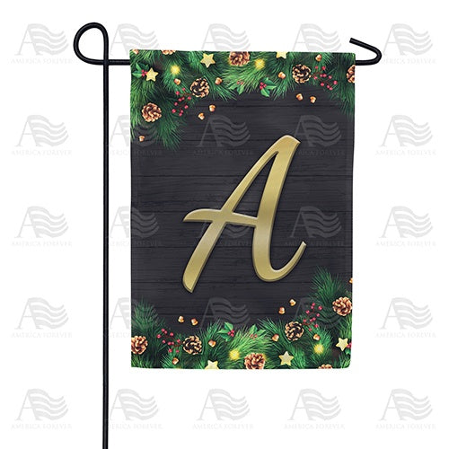 Pine Cones And Stars Monogram Double Sided Garden Flag