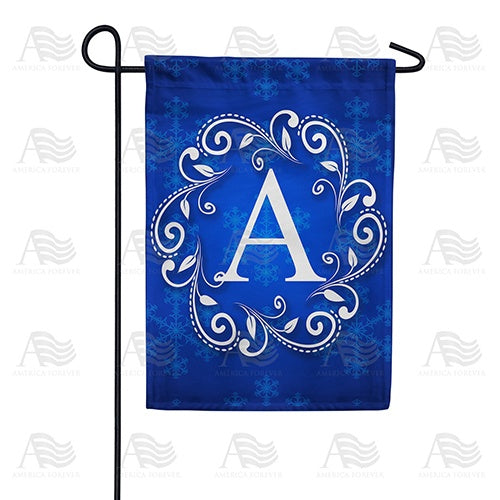 Royal Blue Winter Monogram Double Sided Garden Flag