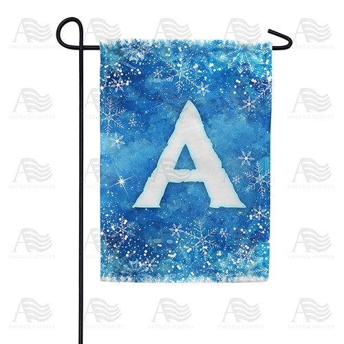 Icy Snowflakes Monogram Double Sided Garden Flag