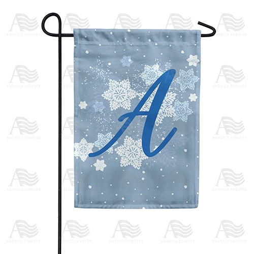 Blue Winter Monogram Double Sided Garden Flag